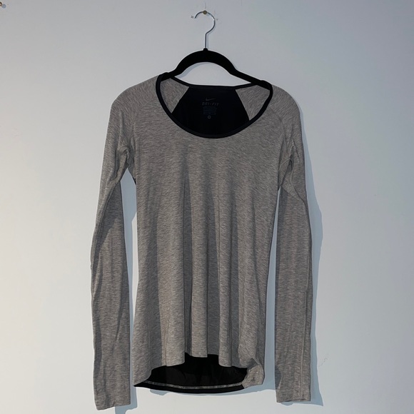 Nike Tops - NWOT NIKE Grey Mesh Back DriFit Long Sleeve Top